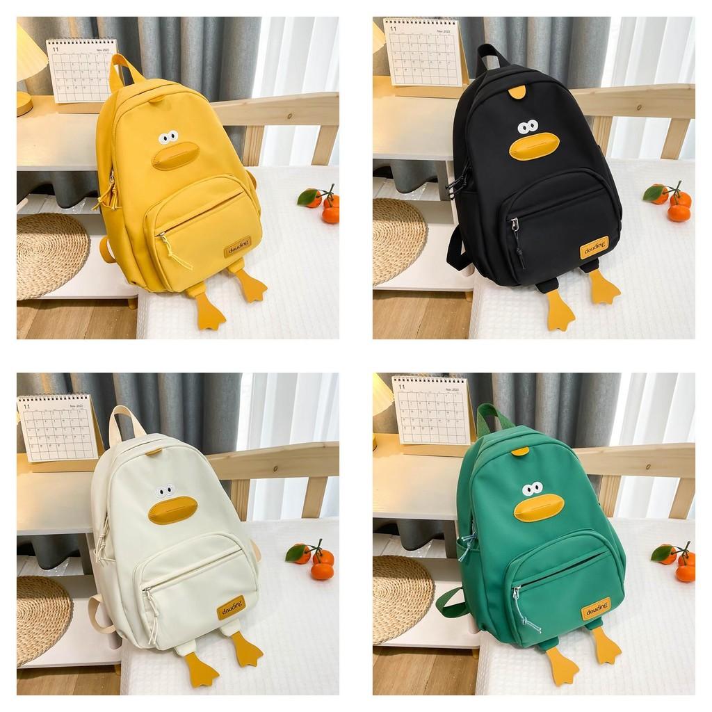 Cute Duckling Backpack Cartoon Boys And Girls Zipper Bag Nylon Printed Versatile