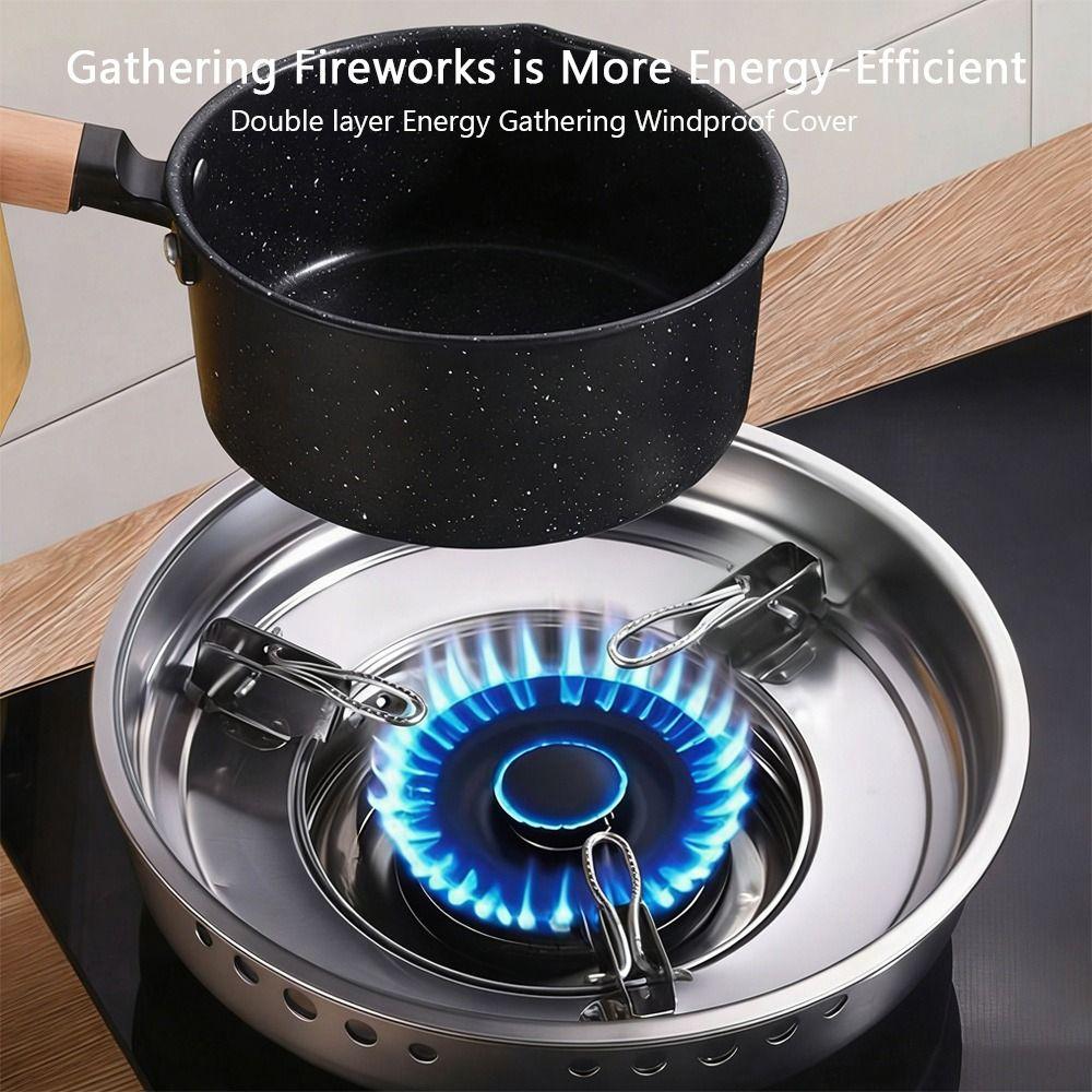 Windproof Gas Stove Rack Stainless Steel Camping Wind Shield  Open Flame Cooking