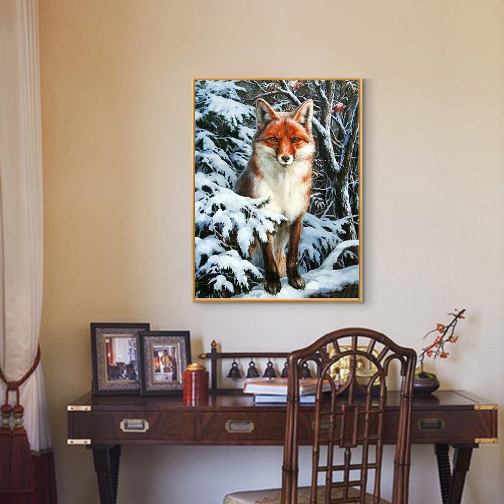 5d Diamond Painting New Fox Winter Home Decor Embroidery Mosaic Animal Snow Cross Stitch Wall Sticker