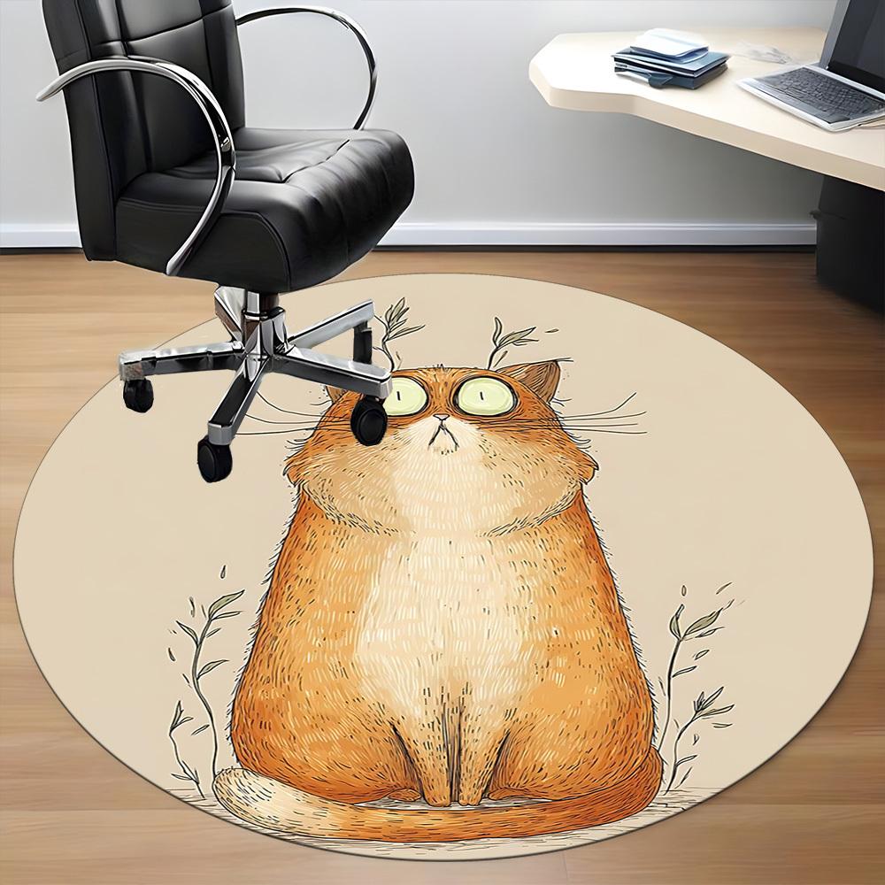 1PC Cat Whiskers Office Round Area Rug,  Mat Suitable ForOffice, Under Office Chairs Bedroom Living Room Home Decor, Room Deco