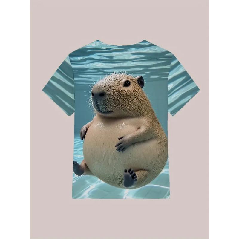 Funny Capybara Graphic 3D Printed T Shirt For Men Women Cartoon Animal Short Sleeve T-Shirts Summer Casual Loose Y2k Boys Tees