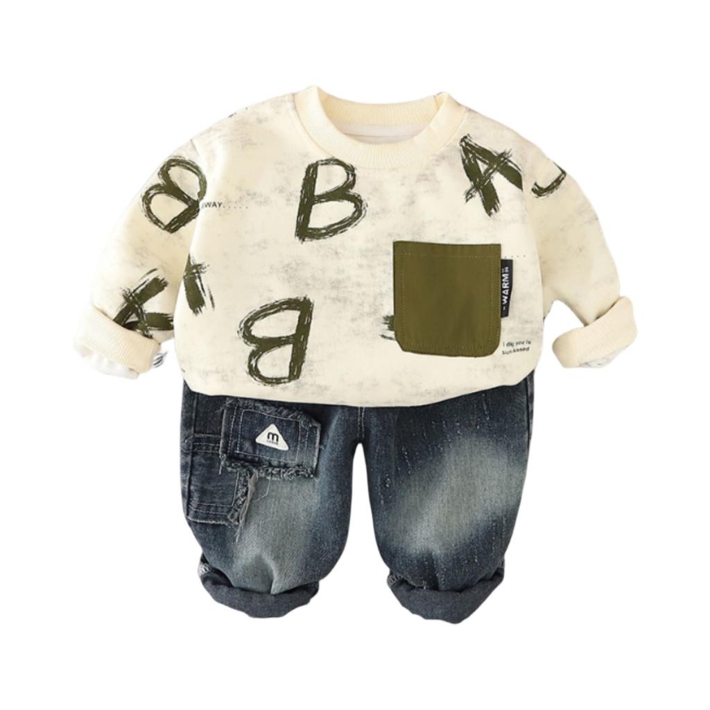 Kids Casual Long-Sleeve Set, Comfortable Daily Wear Outfits