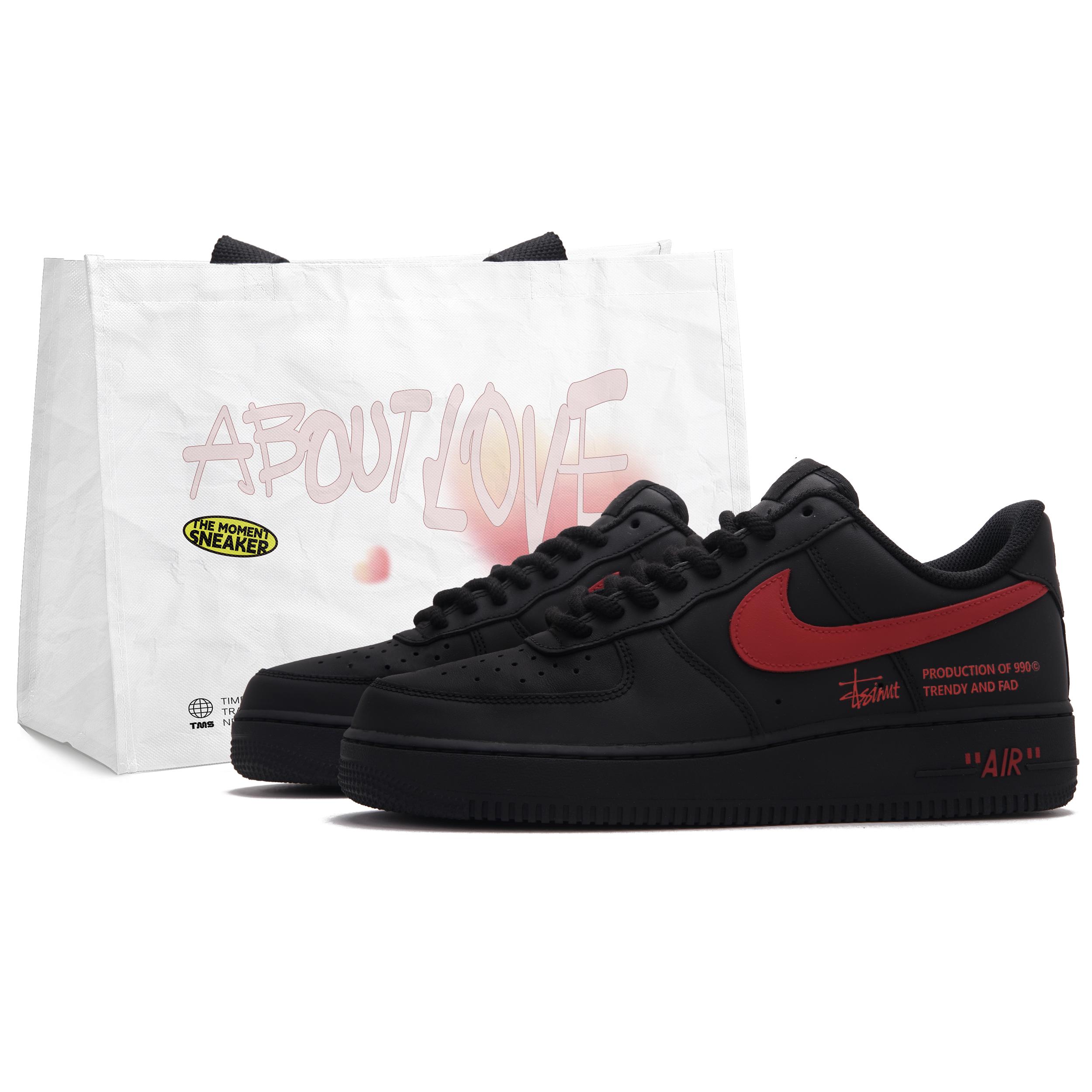 

Nike Air Force 1 Night Mode Low top Skateboard Shoes Unisex Black Red CW2288-001(Team645-) 43