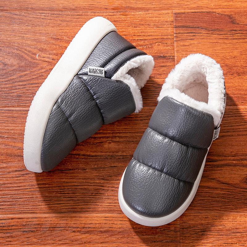 Fashionable Winter Bag Heel Cotton Slippers 2024 New Indoor Waterproof Couple Style Plush and Warm Cotton Boots Platform Zapatos