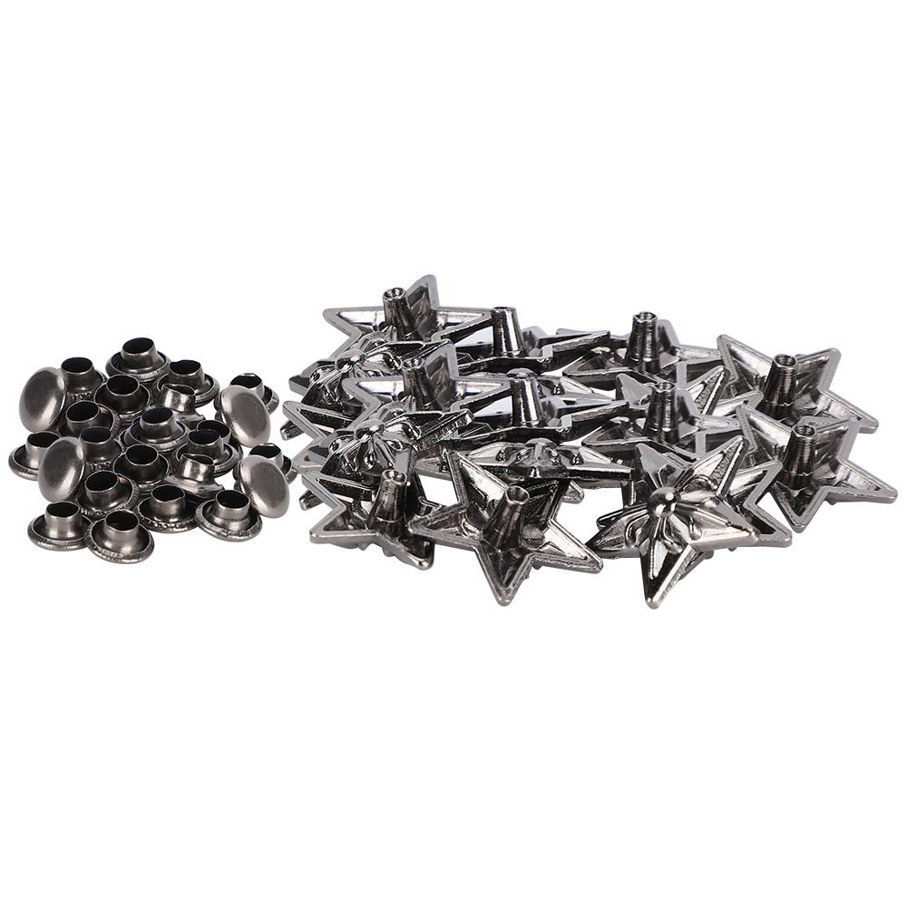50 Sets Star Rivets Stud Screw Leathercraft Button 16mm DIY Accessories for Belt Luggage Clothing