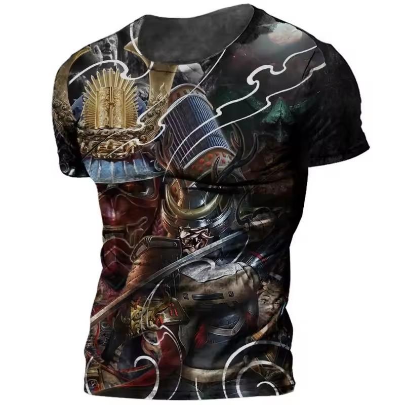 3D Printed Japanese Samurai T-Shirt Men Cool Warrior Graphic Tees Casual Harajuku Loose O-Neck T Shirts Short Sleeve Tops