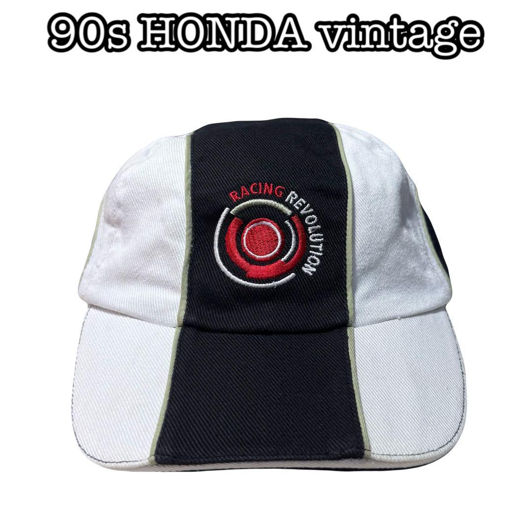 

[USED] 90s Honda Racing Jet Cap, Rare, Heavy, High-Quality Cotton, Black and White