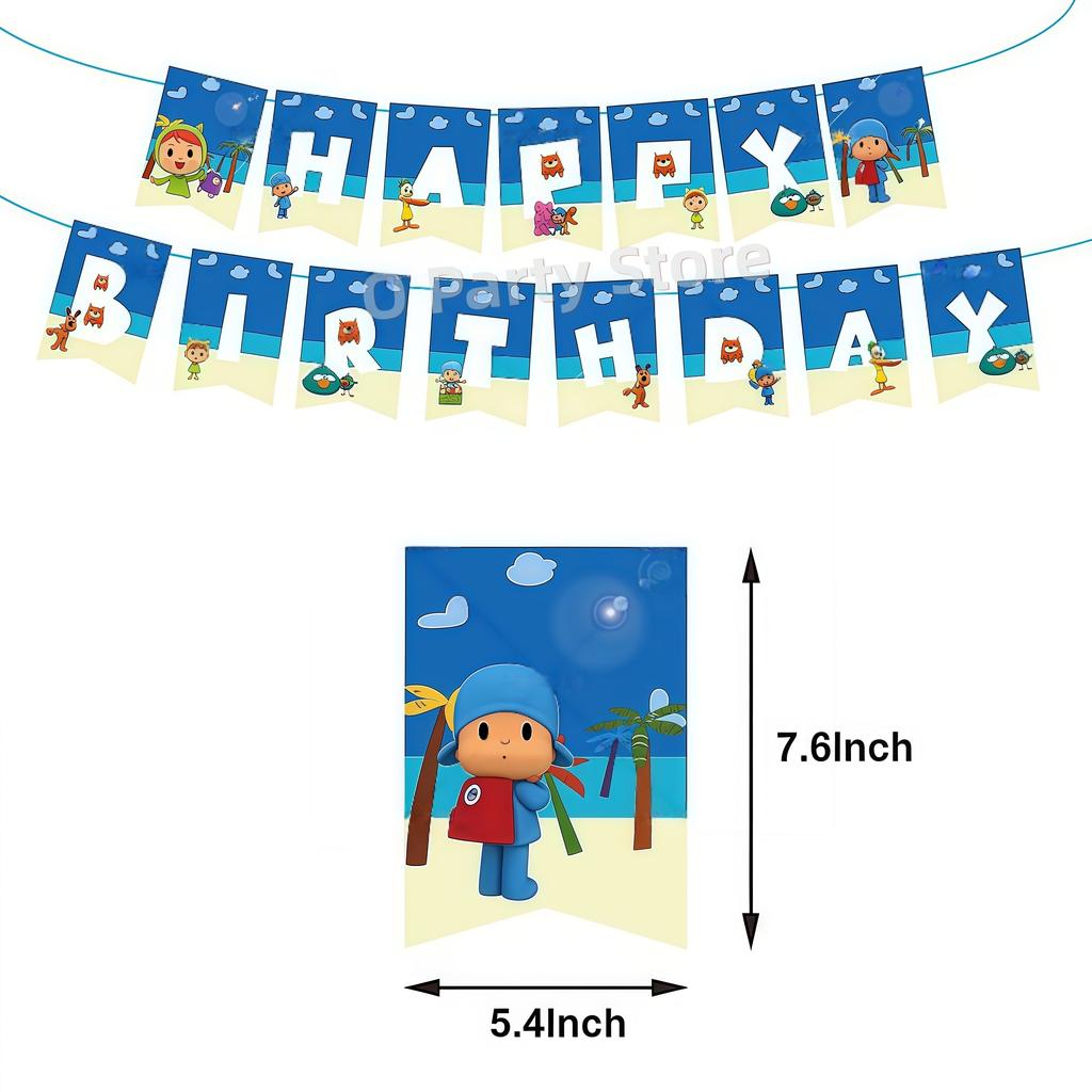 Pocoyo Geburtstag Dekorationen Einweg Geschirr Becher Teller Luftballon Banner Für Kinder Mitgebsel Babyparty Deko Party Zubehör Geschenk