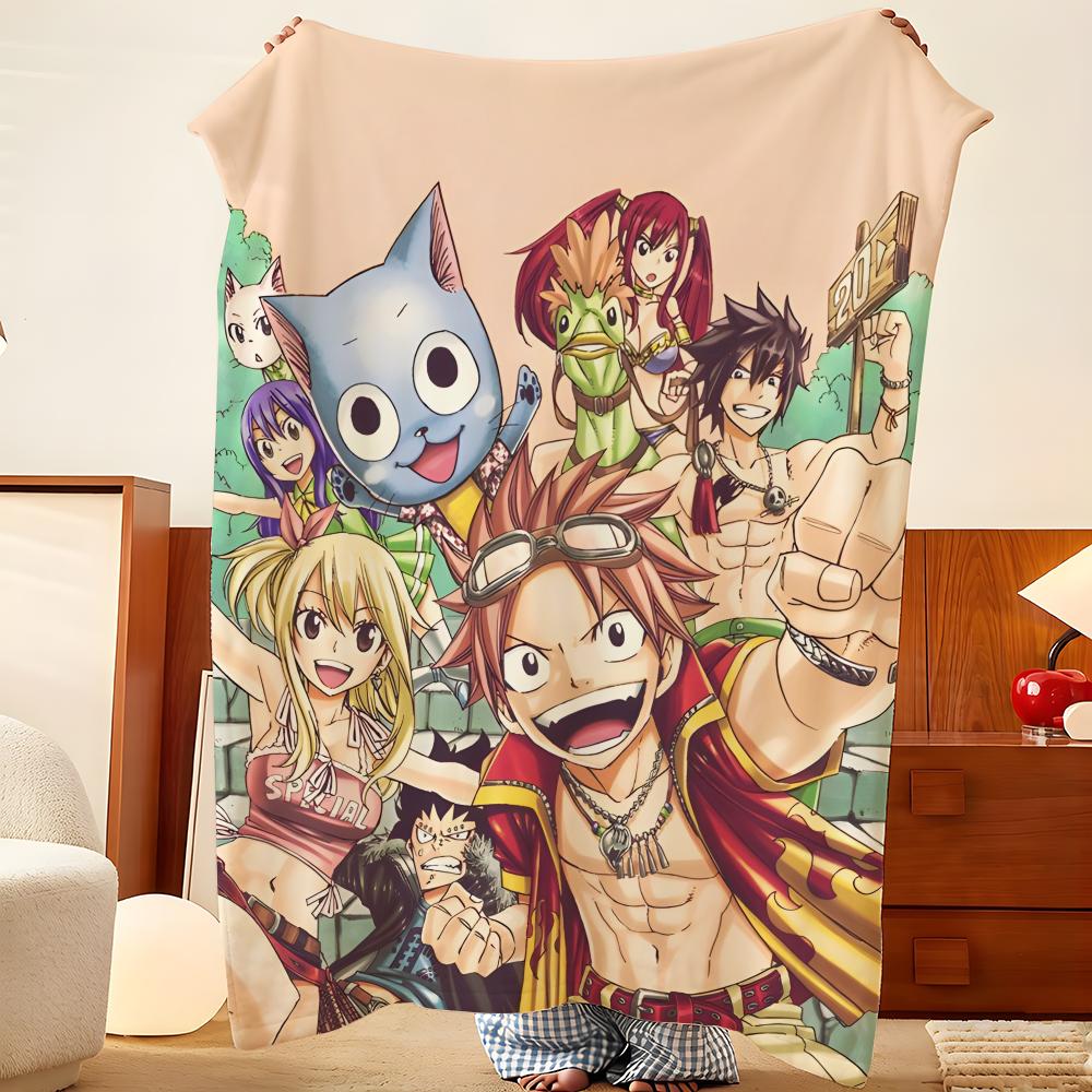 Anime F-Fairy T-Tail Throw Flannel Throw Blanket, Lightweight Cozy, Durable Washable cute Cool