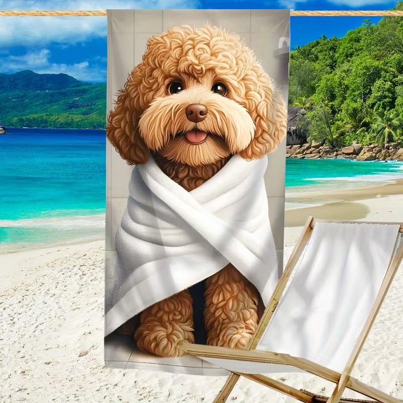

Cute Dog Printed Ultra-fine Fiber Beach Towel Super Absorbent and Quick Drying Lightweight and Soft, Super Large Beach Blanket W30*H60(CM)