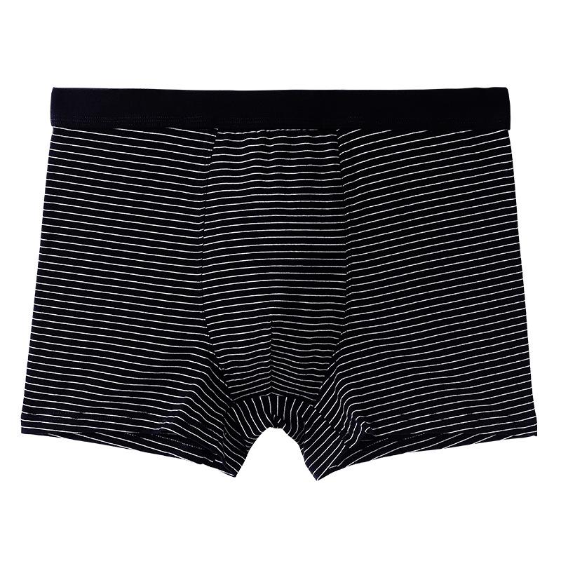 Pure Cotton Men's Striped Boxer Briefs: Mid-High Waist, Loose, Plus Size, Breathable Four-Corner Pants