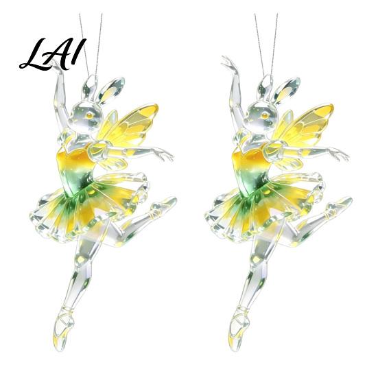 Car Rearview Mirror Charms 2Pcs Glitter Ballet Girl Keychain 2D Acrylic Hanging Pendant for Bag Backpack Sparkling Festive Party Supplies