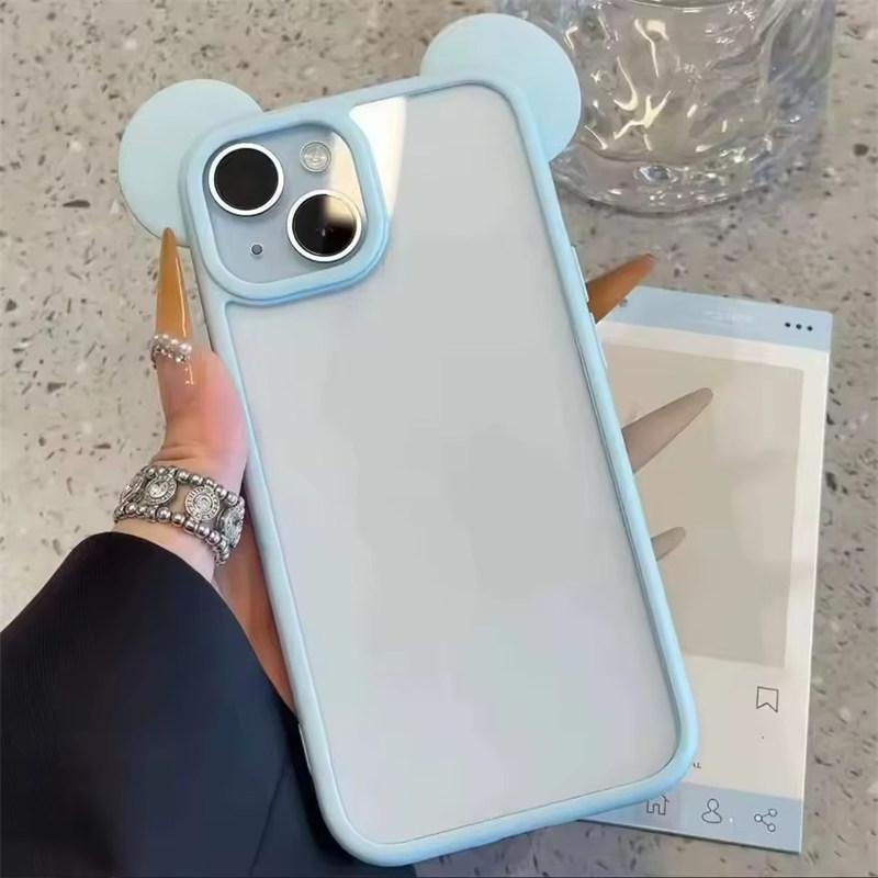 

Милый Простой Чехол для Телефона с Кошачьими Ушками для iPhone 17 16 15 14 13 12 Pro Max Plus Противоударный Прозрачный Мягкий Силиконовый Чехол-Накладка iPhone 14 Plus синий