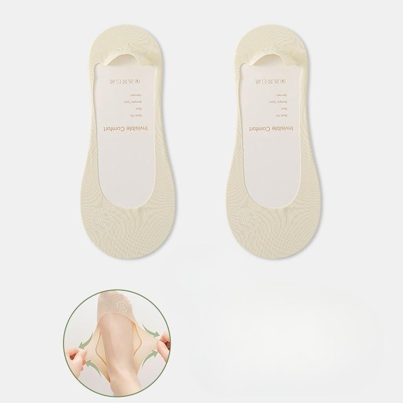 

Female Spring and Summer Ultra Thin Simple Pure Color Ice Silk Without Trace Sweat Absorption Breathable with Boat Socks 1 pair