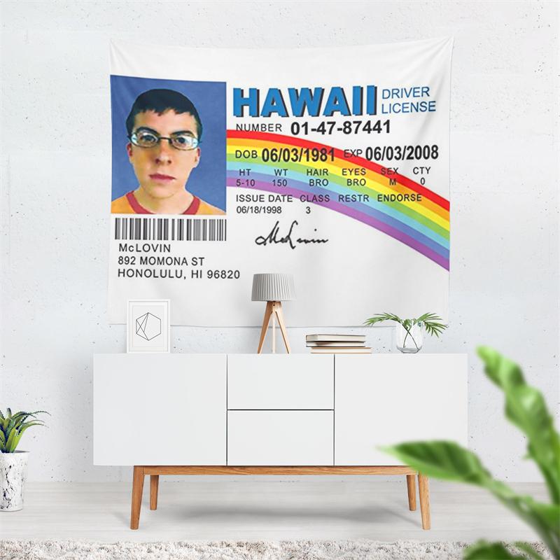 Aertemisi McLovin Fake ID Driver License Funny Meme Tapestry Wall Hanging Art for Bedroom Living Room College Dorm