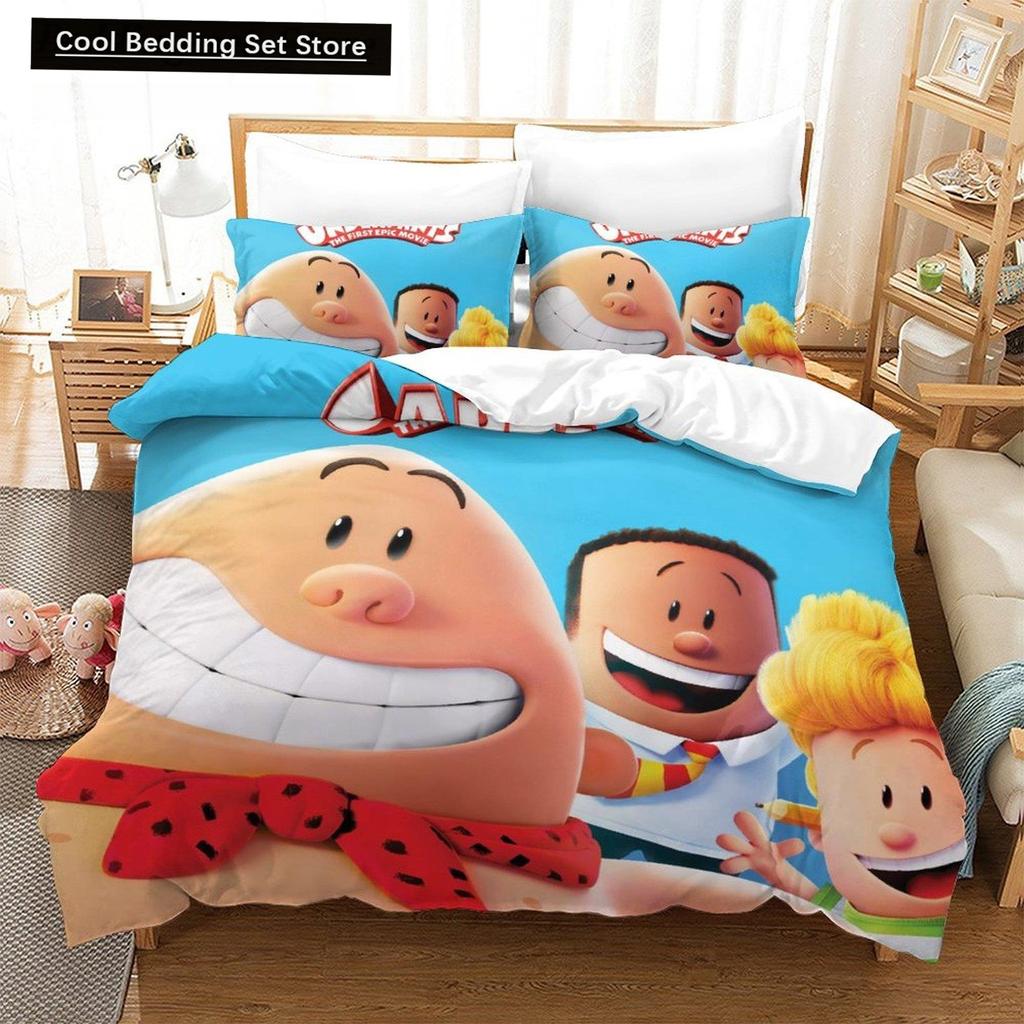 Módní kreslený Kawaii Kapitán Kalhotky Ložní souprava Jednolůžko Dvojlůžko Plná Queen King Size Ložní souprava Ložní souprava pro dospělé Dětská ložnice Sady povlečení na přikrývku