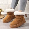 Fashion 2025 New Women Boots Casual All-match Thick Soled Mid-tube Snow Boots Bow Plus Cotton Boots Fashion Retro Outdoor Women Shoes