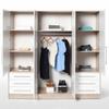 Armoire 4 portes battantes + 6 tiroirs - Chêne et blanc - L 206 x P 60 x H 200 cm - JUPITER