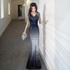 Sequined Evening Dress Women's 1011 New Sexy Aura Queen Fishtail Slim Long Host Dress Looks Thin
