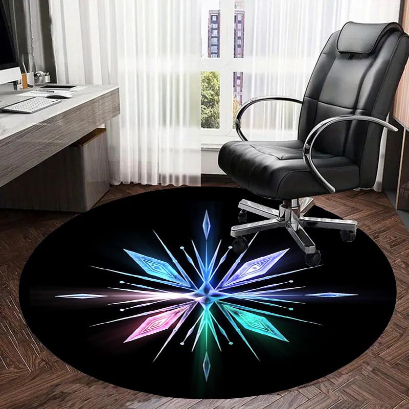 1pc Icy Crystal Snowflake Round carpet, Made of Polyester,Office Chairs, Living Rooms, Or Bedrooms, a Cool Rug for The Living Room.ydt26085