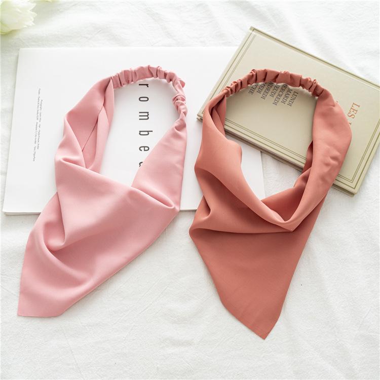 Women Head Scarf Solid Color Hair Accessory with Macaron Pastel Colors Elastic Band Stretchy Versatile Triangular Wrap for Fashion Daily Use Hair Band