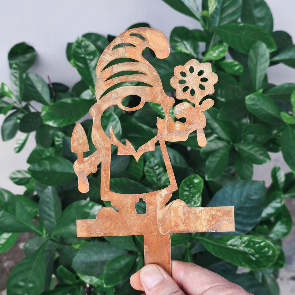 Antique Finish Christmas Dwarf Statue Crafted from Recycled Metal All Season Outdoor Decoration for Porch Patios Gardens