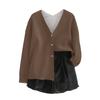 Women's V Neck Top Printing Thickened Plush Cashmere Warm Long Top