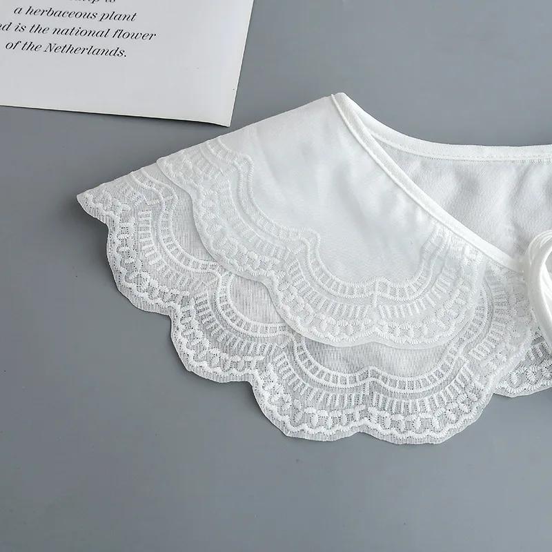 Double Layers Fake Collar for Women Shirt Shouder Wrap Girls Student Adjustable Bowknot Bottoming Shirt False Collar Shawl