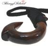 [Breezy Island] Hawaiian Accessory Koa Wood Pendant Fish Hook Size L - Hangs Up Good Fortune - Precious Hawaiian Koa Wood That Shines with an Amber