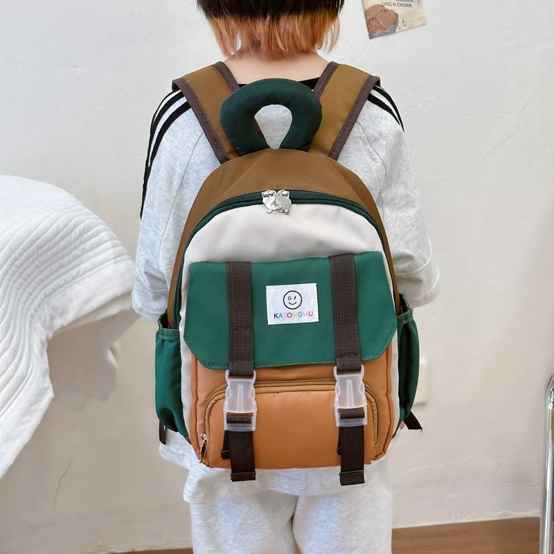 Trendy Color Block Large Capacity Backpack For Boys And Girls Perfect For Kindergarten