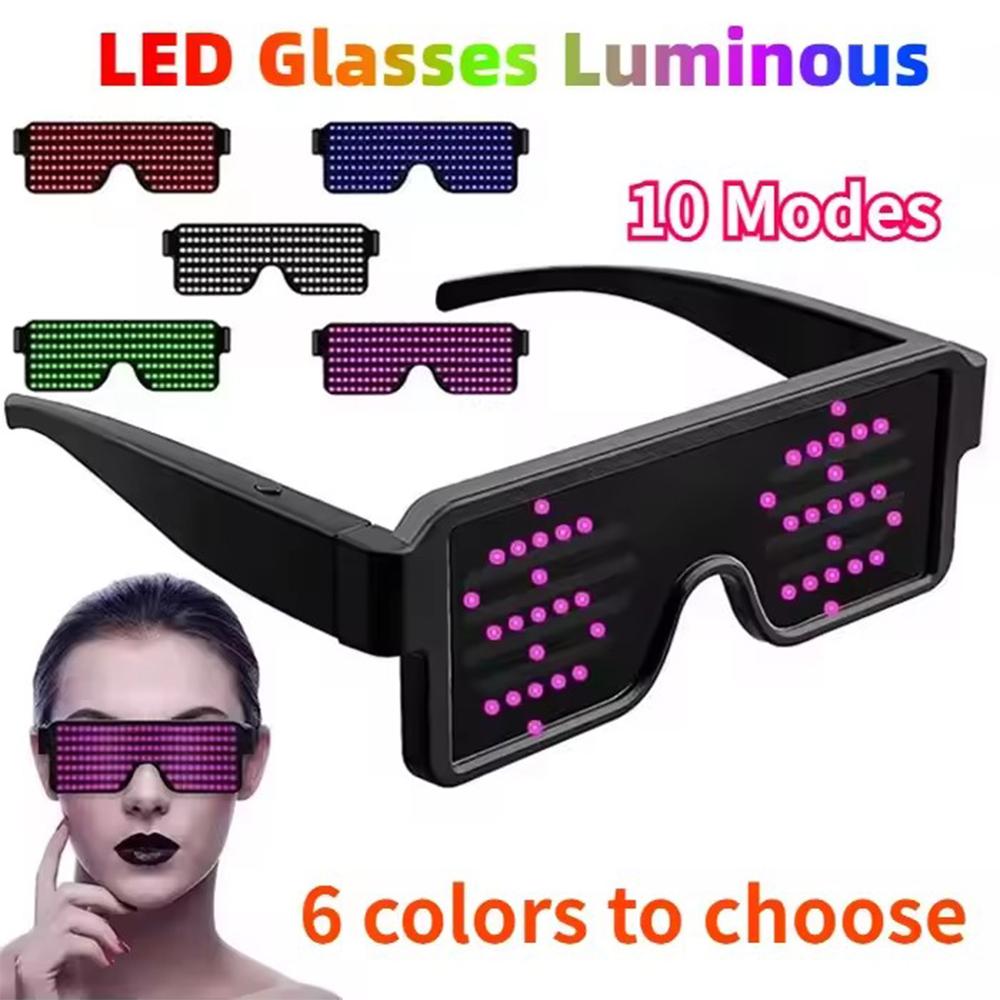 Led Party Glasses Multilingual USB Charge Led Flashing Luminous Eyewear Christmas Concert Birthday Party Holiday Glow Sunglasses