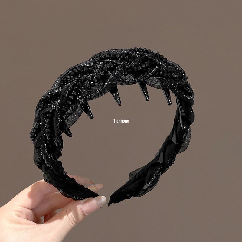 Women's Luxury Mesh Braid Headband, 2025 Fashion Style, High Crown, Daily & Outer Wear.