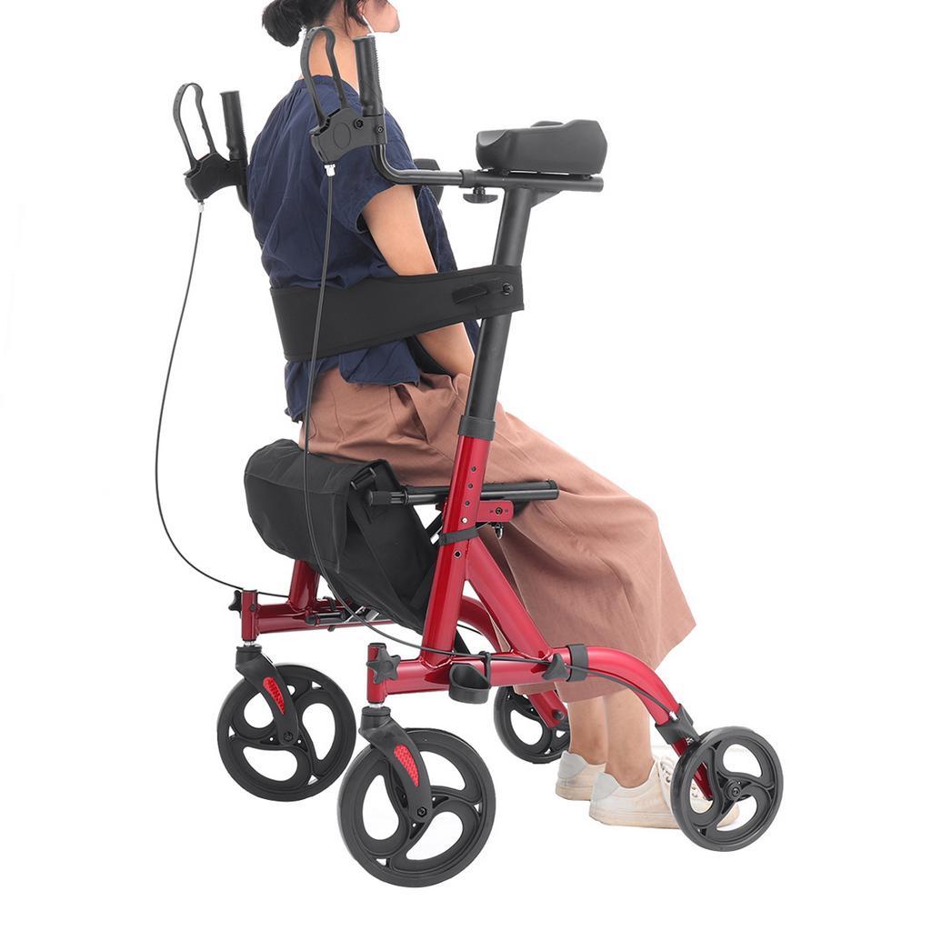 Black Elderly Walking Aid Stroke Hemiplegia Rehabilitation Equipment Handbrake Foot Brake 4 Unversal Wheels Adult Walker Leg Training