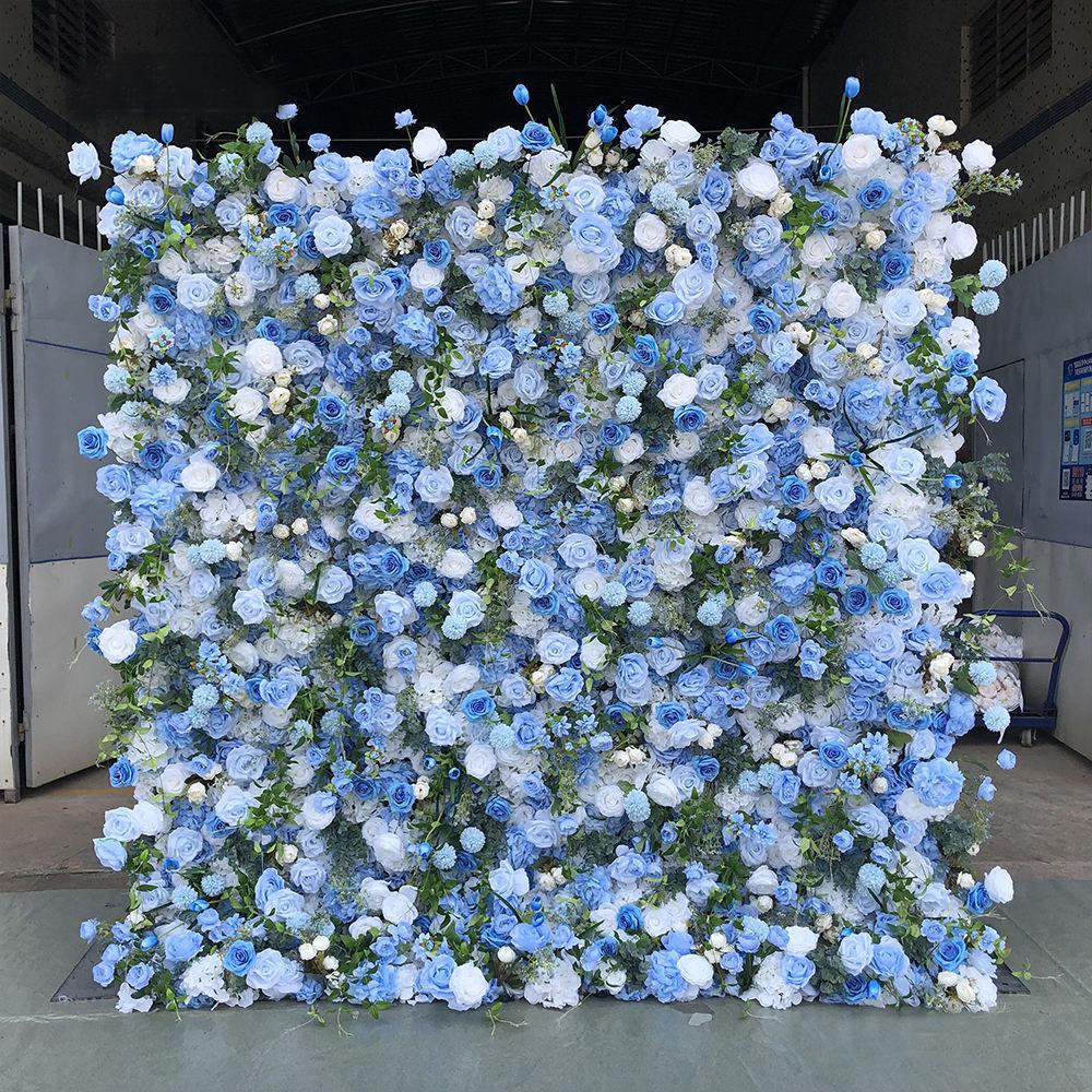 Uflower Red Rose luxury 5D Flower Wall Cloth Fabric Wedding Backdrop Decor Artificial Flower Arrangement Marriage Event Props