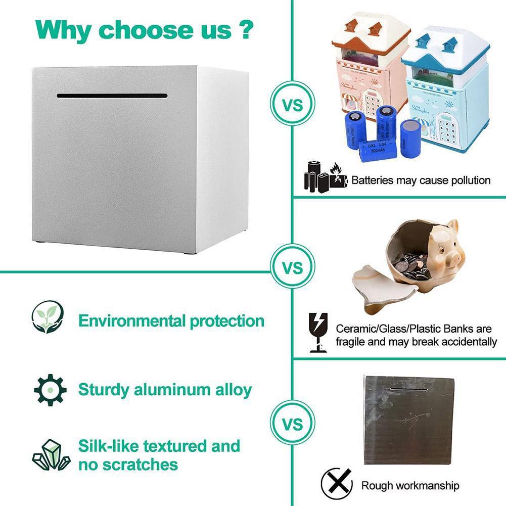 Vkladní schránka, trezor, prasátko pro dospělé, papírové peníze, mince, tvrdá domácí dekorace z nerezové oceli, může ušetřit pouze, dárek, milovník stolního počítače