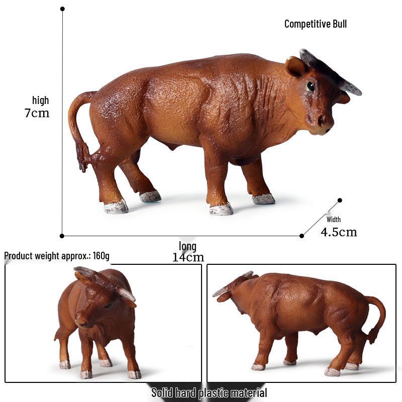 Children's Cognitive Animal Model Toy: Yellow Cow, Buffalo, Rhinoceros, Zebu, Bison, Bull Figurine.