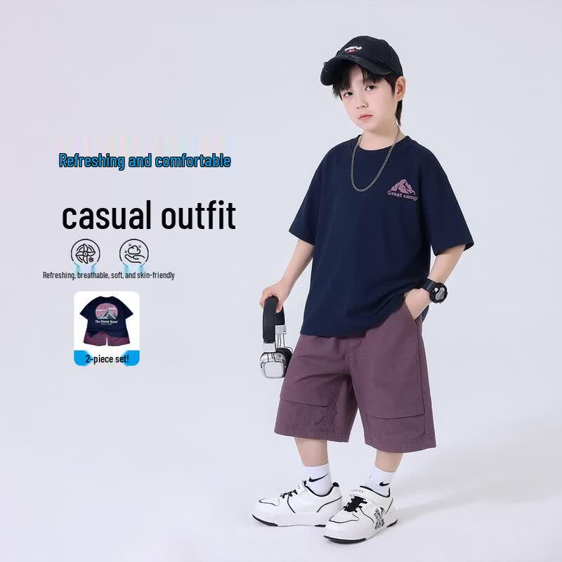 Boys Summer Cotton Short-Sleeve & Shorts Set 140
