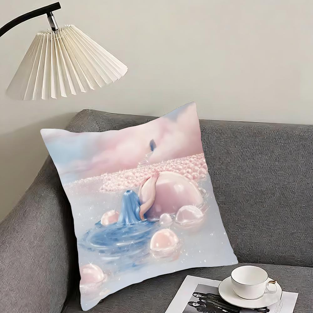 Works by Polish artist Monika Marchewka Cushion Cover Reversible Plush Pillow Cover – For car, sofa, bedroom, perfect as a gift.