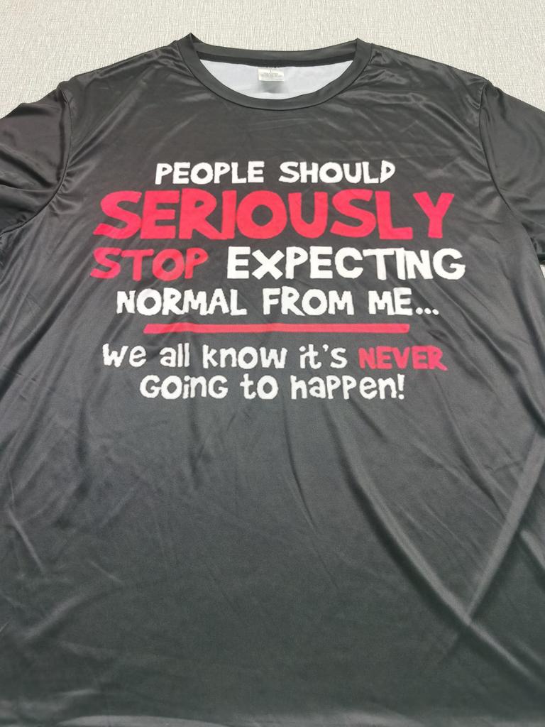 Men's 'Expecting Normal from Me' Slogan T-Shirt – Vintage Crew Neck, Comfort Stretch, Machine-Washable, Summer Essential