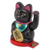 Plastic Rotatable Base Fortune Cat White & Gold & Black Car Dashboard Cat Ornament  Home Decoration