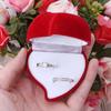 Wedding Heart Shape Velvet Jewelry Box Ring Display Box Red Rose Double Ring Storage Box