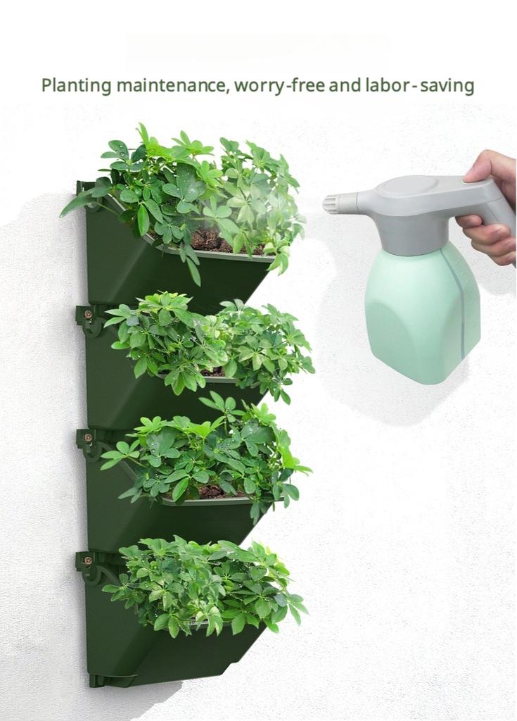Stackable Garden Irrigation System Plastic Flower Pot Planter Green Vertical Wall Hanging Herb Pot Kit Plant Stand for Home