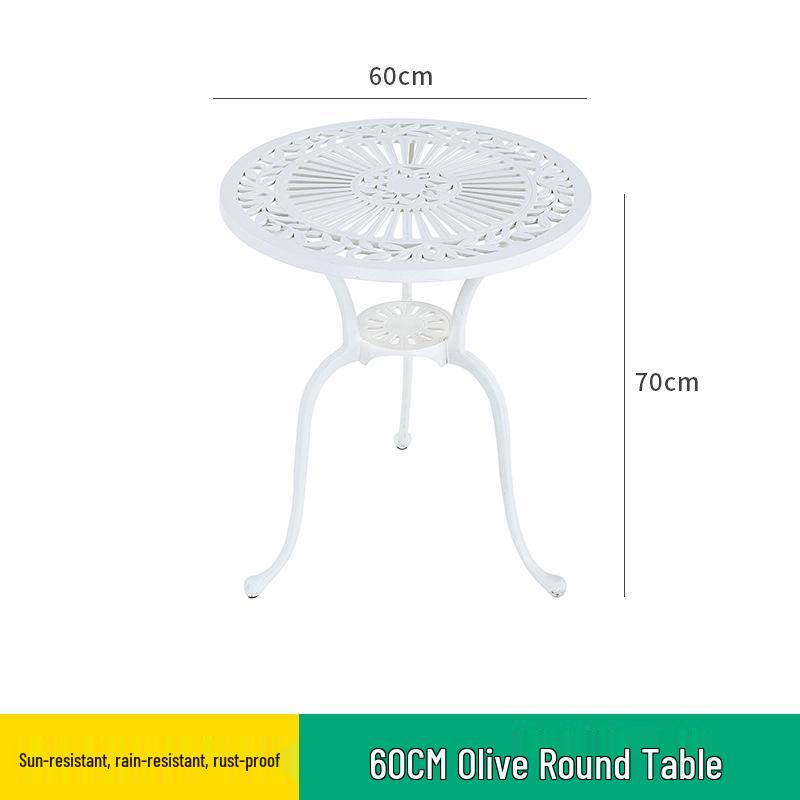 White Wrought Iron Cast Aluminum Outdoor Patio Table and Chairs Set - Waterproof Villa Courtyard Garden Balcony Furniture