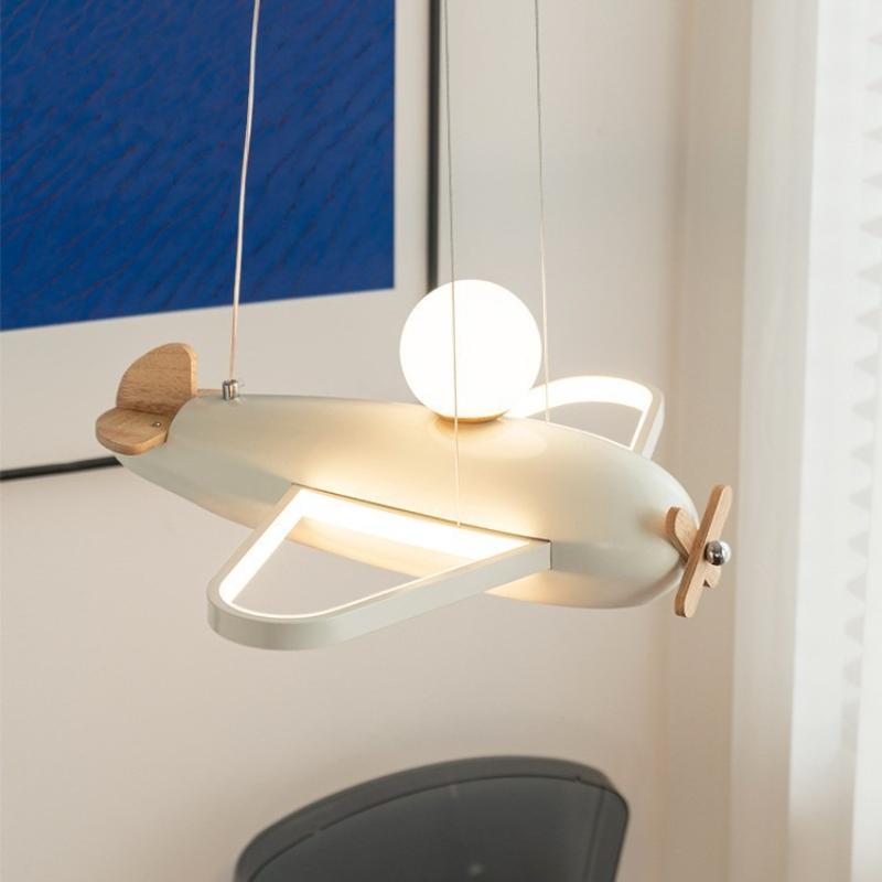 Children's room LED ceiling chandelier dimmable cartoon airplane ceiling light Nursery room decoration spherical hanging lamp