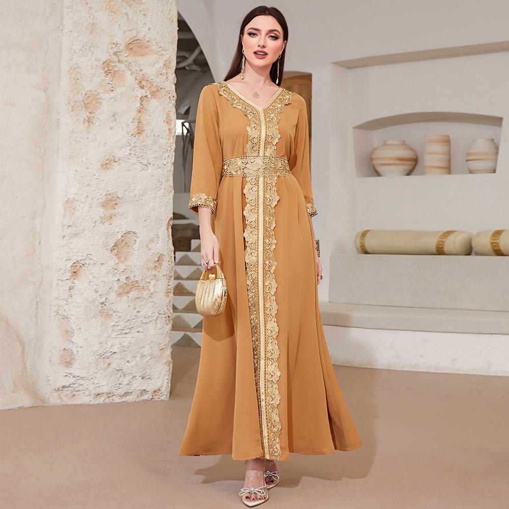 Middle Eastern Muslim Women's Embroidered Robe Loose Casual Long Ethnic Style Dress