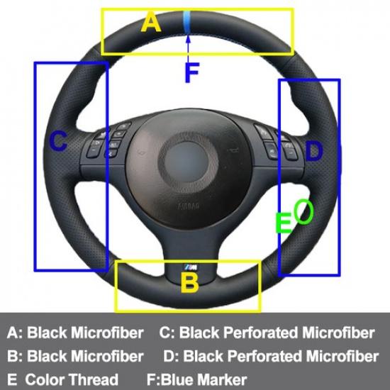 For BMW M3 2001-2003 46 E39 330i 540i 525i Hand Sewing Car Steering Wheel Cover