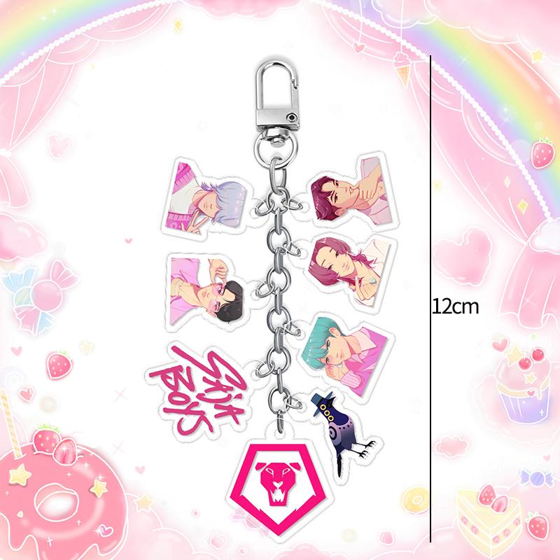 Kpop Demon Hunterix Caderno Chaveiro Pingente de Mochila Conjunto de Canetas para Estudante Maquiagem Corrente Adesivo Padrão 3D Kpop Anime Filme Presente