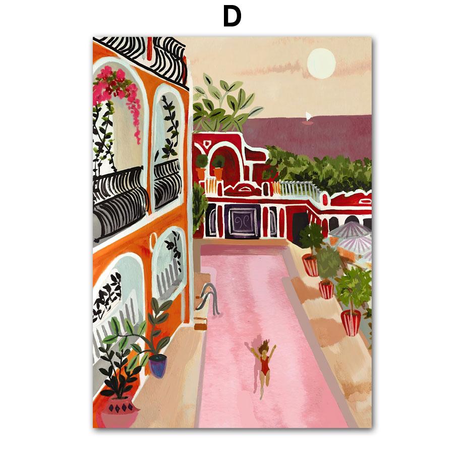 Modern Girl Vase Flower Abstract Illustration Poster Kraft Club Bar Vintage Posters Wall Art Canvas Painting Bedroom Study Decor