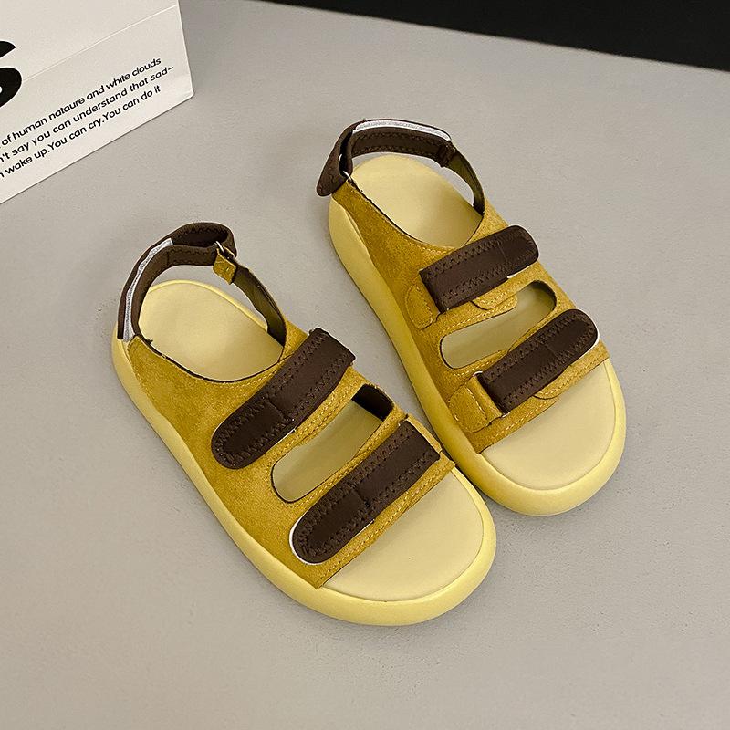 2025 Summer New Velcro Casual Sports Sandals Lightweight Thick Sole with One Word Fashion Shoes Korean Version of Women's Shoes