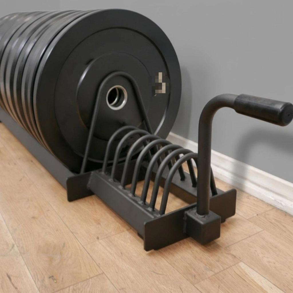 Barbell Plate Trolley Space-Saving Wheeled Weight Storage Rack Heavy-Duty